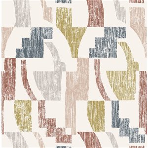 NuWallpaper Lenny 20.5-in W x 18-ft L Warm Multi Geometric Peel and Stick Wallpaper - Covers 30.75 ft²