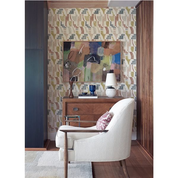 NuWallpaper Lenny 20.5-in W x 18-ft L Warm Multi Geometric Peel and Stick Wallpaper - Covers 30.75 ft²