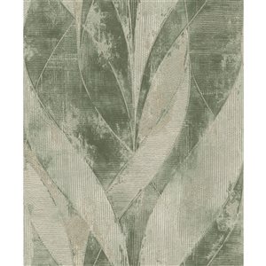 Advantage Blake 20.9-in W x 33-ft L Green/Cream Abstract Leafs Unpasted 3D Wallpaper - Covers 57.5 ft²