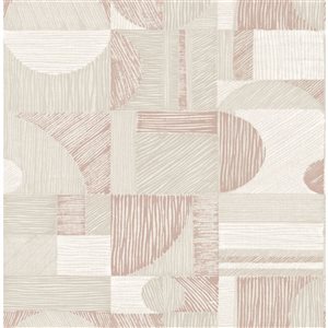 NuWallpaper Margo 20.5-in W x 18-ft L Rose Gold Geometric Peel and Stick Wallpaper - Covers 30.75 ft²