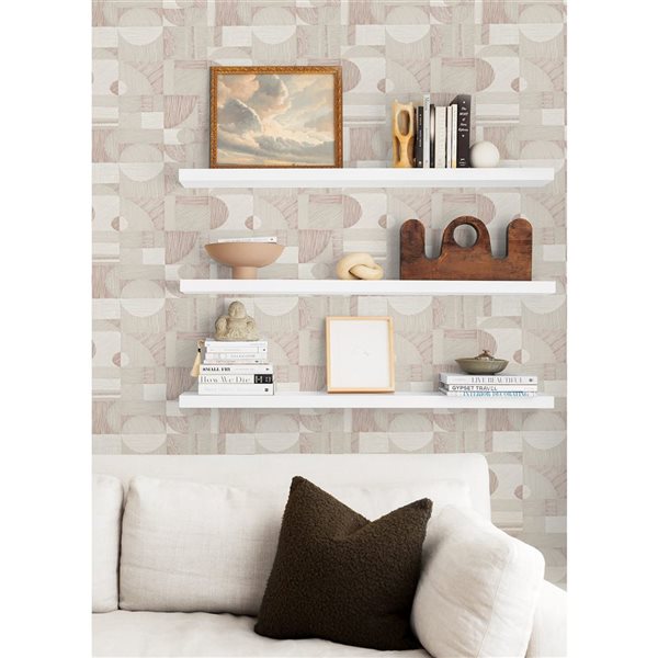 NuWallpaper Margo 20.5-in W x 18-ft L Rose Gold Geometric Peel and Stick Wallpaper - Covers 30.75 ft²