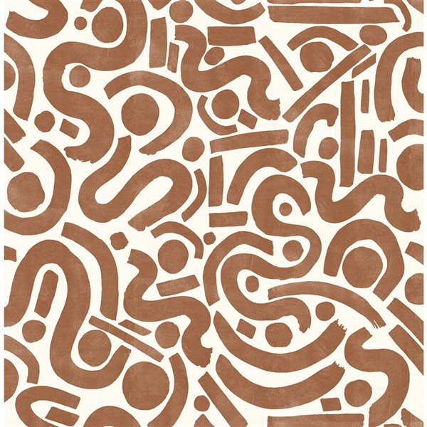 NuWallpaper Edie 20.5-in W x 18-ft L Terracotta Geometric Peel and Stick Wallpaper - Covers 30.75 ft²