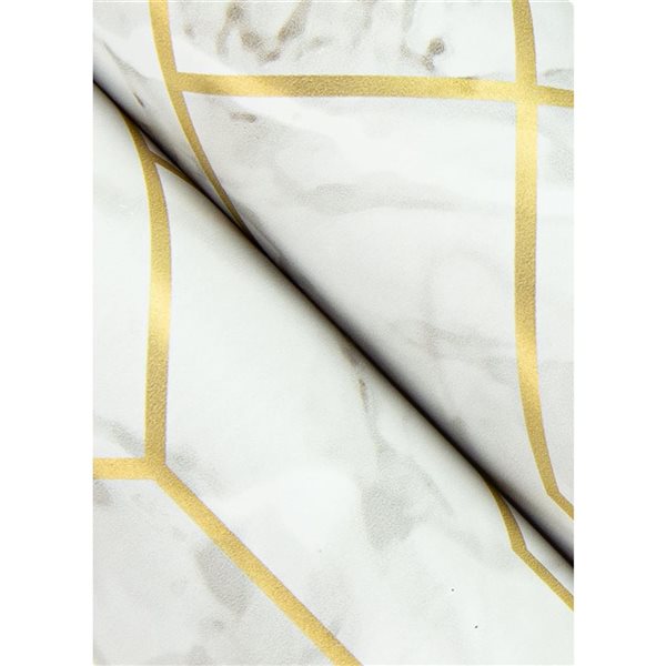 NuWallpaper Seraphina 20.5-in W x 18-ft L Gold Marble Geometric Peel and Stick Wallpaper - Covers 30.75 ft²