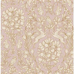 Papier peint autocollant Enchanted 20,5 po l. x 18 pi L. de NuWallpaper vieux rose fantaisiste, couvre 30,75 pi²