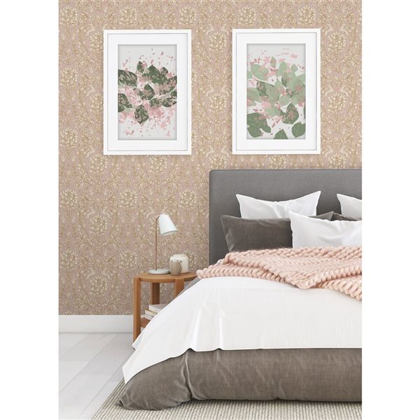 NuWallpaper Enchanted 20.5-in W x 18-ft L Blush Whimsical Peel and Stick Wallpaper - Covers 30.75 ft²