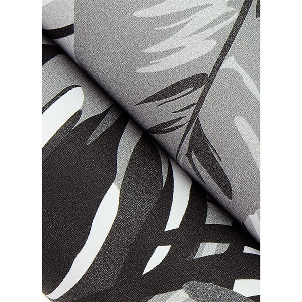 NuWallpaper Palmero 20.5-in W x 18-ft L Black/Grey Tropical Pattern Peel and Stick Wallpaper - Covers 30.75 ft²