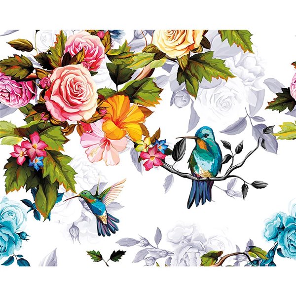 ohpopsi Hummingbird Garden Mural 9-ft 10-in x 7-ft 10-in