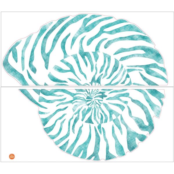 WallPops 17.25 x 39-in Self-Adhesive Nautilus Shell Wall Decal - Teal