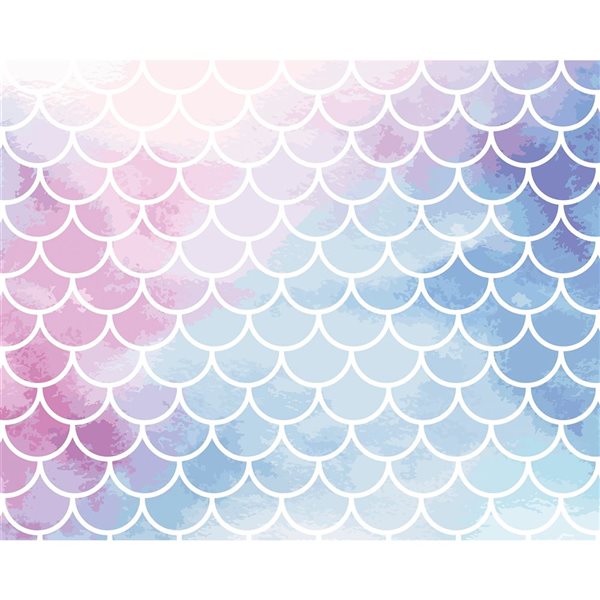 ohpopsi Watercolour Mermaid Scales Mural 9-ft 10-in x 7-ft 10-in