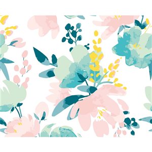 ohpopsi Delicate Watercolour Flowers Mural 9-ft 10-in x 7-ft 10-in