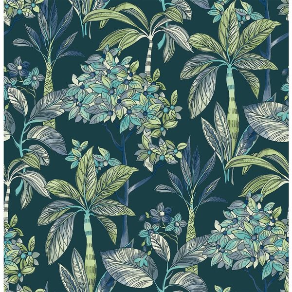 NuWallpaper Panama 20.5-in W x 18-ft L Deep Green Tropical Peel and Stick Wallpaper - Covers 30.75 ft²