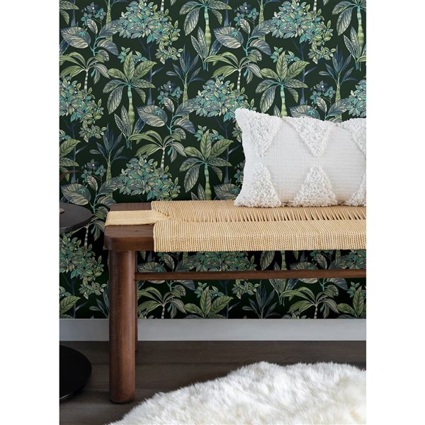 NuWallpaper Panama 20.5-in W x 18-ft L Deep Green Tropical Peel and Stick Wallpaper - Covers 30.75 ft²