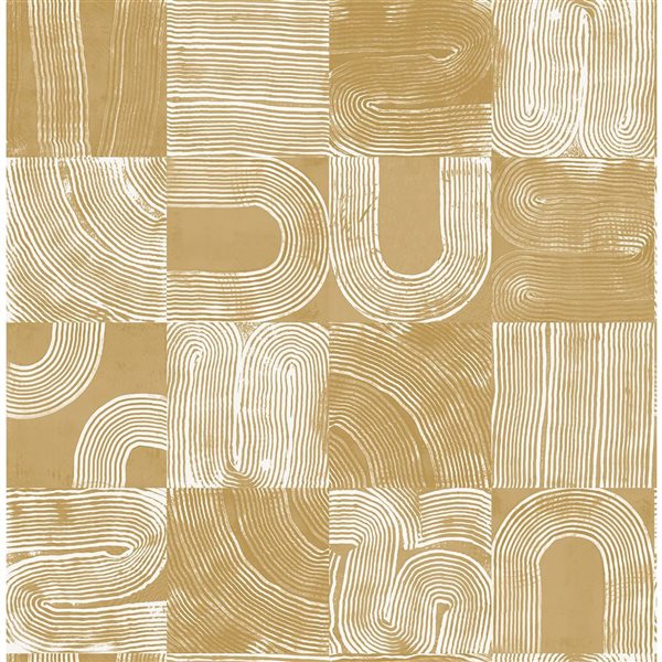 Papier peint autocollant Vaughn de NuWallpaper 20,5 po l. x 18 pi L. géométrique jaune, couvre 30,75 pi²