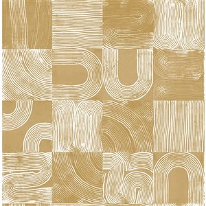 Papier peint autocollant Vaughn de NuWallpaper 20,5 po l. x 18 pi L. géométrique jaune, couvre 30,75 pi²