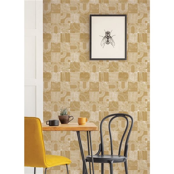 NuWallpaper Vaughn 20.5-in W x 18-ft L Yellow Geometric Peel and Stick Wallpaper - Covers 30.75 ft²