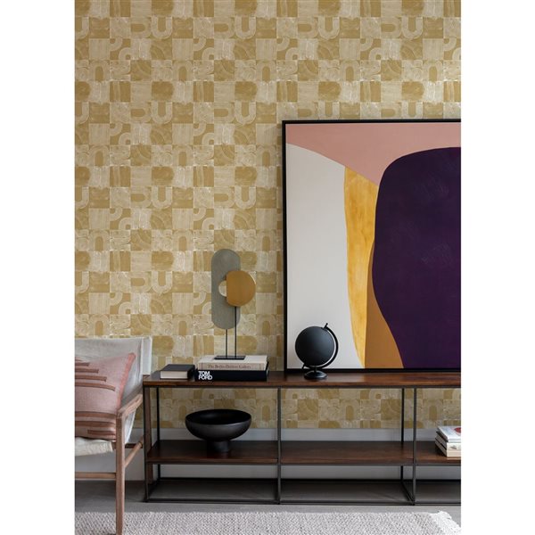 NuWallpaper Vaughn 20.5-in W x 18-ft L Yellow Geometric Peel and Stick Wallpaper - Covers 30.75 ft²