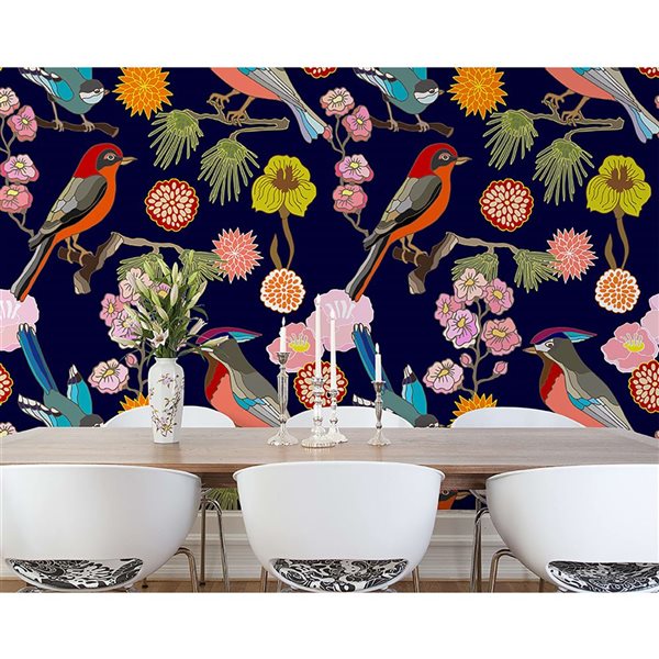 ohpopsi Floral Birds Mural 9-ft 10-in x 7-ft 10-in