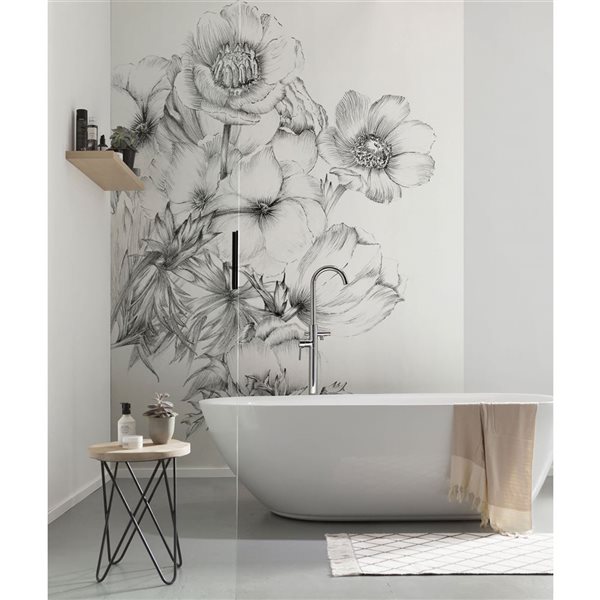 Komar Embroidered Flowers Mural 6-ft x 8-ft 2-in