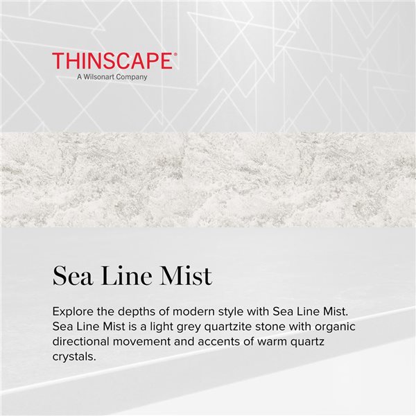 Thinscape 48 L x 25 D x 0.5-in Thick Stone-Look Matte Grey Sea Line Mist Straight Acrylic Countertop