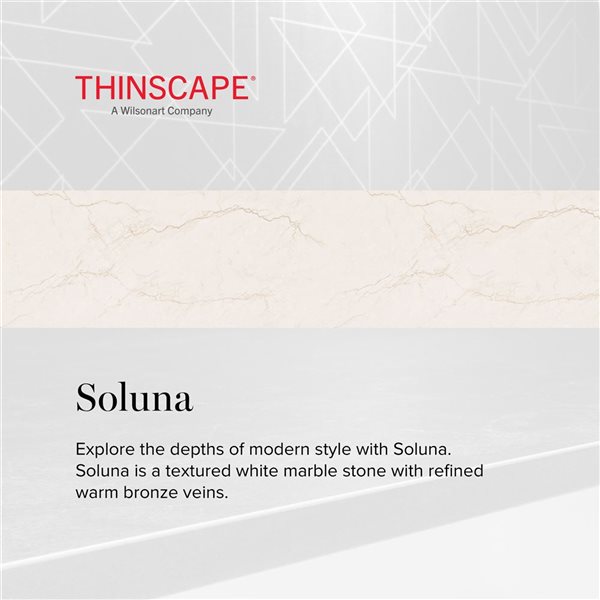 Thinscape 72 L x 25 D x 0.5-in Thick Marble-Look Gloss White Soluna Straight Acrylic Countertop