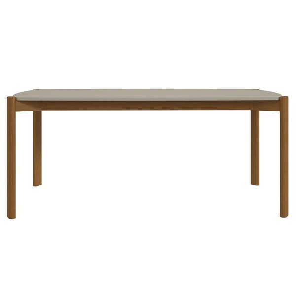 Manhattan Comfort Gales 35.43 W x 70.87-in L Greige/Brown MDF Mid-Century Modern Dining Table w/ Solid Wood Legs