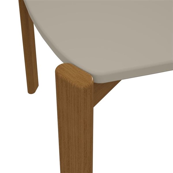 Manhattan Comfort Gales 35.43 W x 70.87-in L Greige/Brown MDF Mid-Century Modern Dining Table w/ Solid Wood Legs