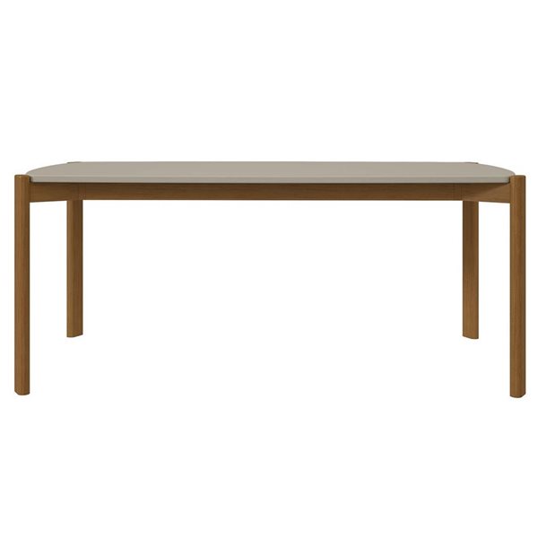 Manhattan Comfort Gales 35.43 W x 70.87-in L Greige/Brown MDF Mid-Century Modern Dining Table w/ Solid Wood Legs