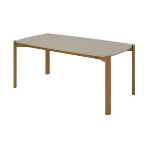 Manhattan Comfort Gales 35.43 W x 70.87-in L Greige/Brown MDF Mid-Century Modern Dining Table w/ Solid Wood Legs