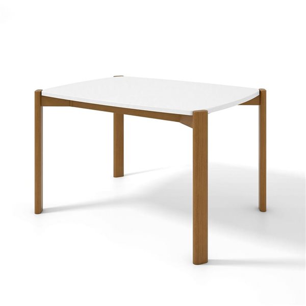 Manhattan Comfort Gales 35.43 W 47.24-in L Matte White/Brown MDF Mid-Century Modern Dining Table w/ Solid Wood Legs