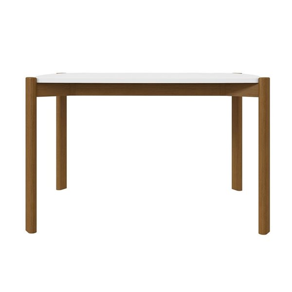 Manhattan Comfort Gales 35.43 W 47.24-in L Matte White/Brown MDF Mid-Century Modern Dining Table w/ Solid Wood Legs