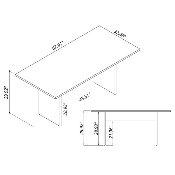 Table de salle à manger Nomad Manhattan Comfort moderne en composite blanc 32,48 l. x 67,91 po L.