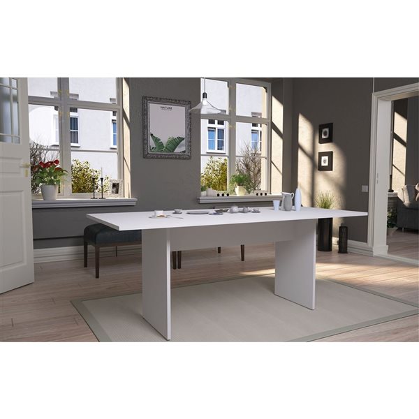 Table de salle à manger Nomad Manhattan Comfort moderne en composite blanc 32,48 l. x 67,91 po L.