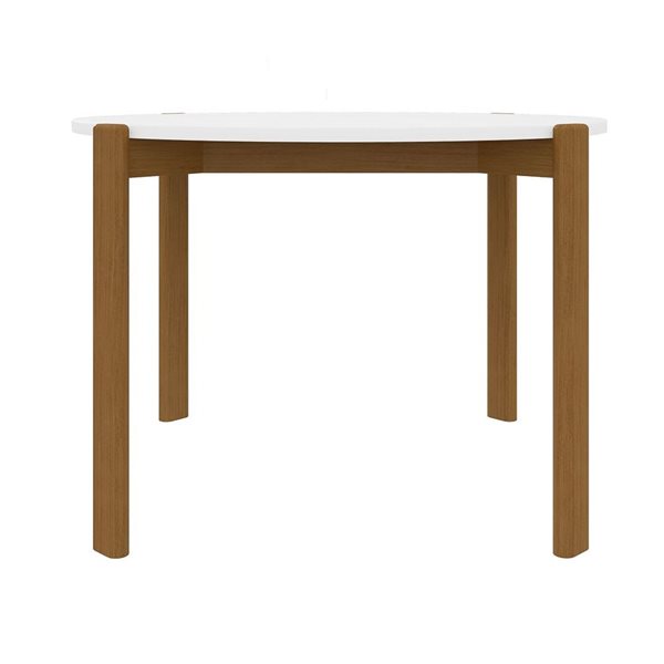 Manhattan Comfort Gales 46.54-in dia Matte White/Brown MDF Mid-Century Modern Dining Table w/ Solid Wood Legs