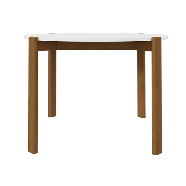 Manhattan Comfort Gales 46.54-in dia Matte White/Brown MDF Mid-Century Modern Dining Table w/ Solid Wood Legs