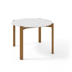 Table de salle à manger Gales Manhattan Comfort MDF blanc mat et brun style mi-siècle moderne et pieds bois massif 46,54 po…