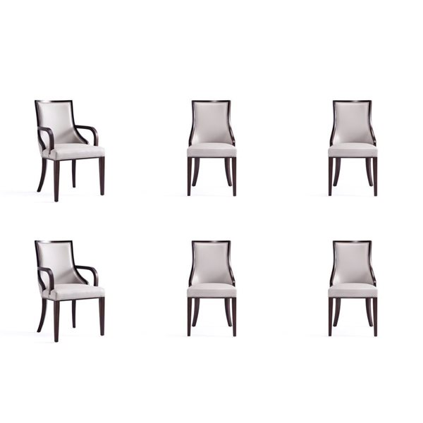 Ensemble de 6 chaises de salle à manger Grand Manhattan Comfort gris pâle en similicuir