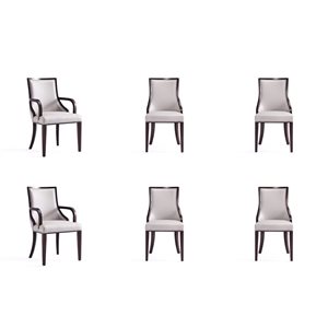 Manhattan Comfort Grand 6-Piece Light Grey Faux Leather Dining Chairs