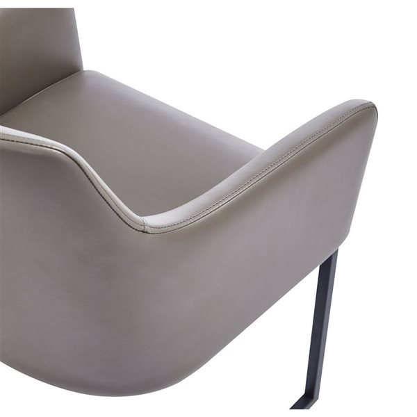 Fauteuil de salle à manger Serena Manhattan Comfort moderne rembourré en similicuir gris