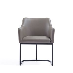 Fauteuil de salle à manger Serena Manhattan Comfort moderne rembourré en similicuir gris