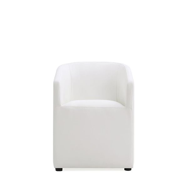 Manhattan Comfort Anna Cream Faux Leather Modern Square Dining Armchair