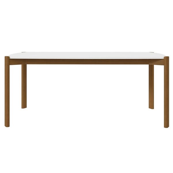 Manhattan Comfort Gales 35.43 W x 70.87-in L Matte White/Brown MDF Mid-Century Dining Table w/ Solid Wood Legs