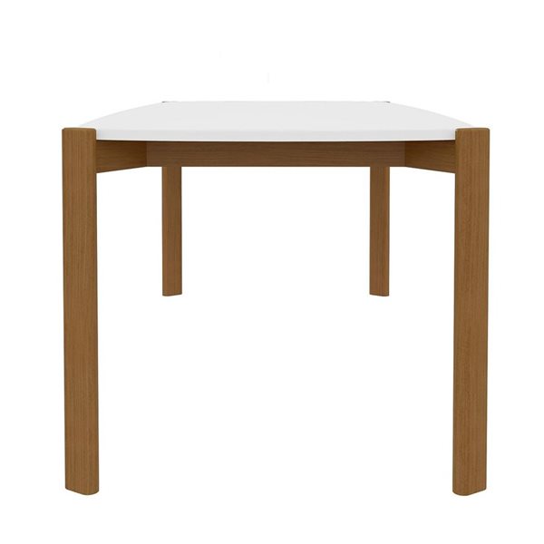 Manhattan Comfort Gales 35.43 W x 70.87-in L Matte White/Brown MDF Mid-Century Dining Table w/ Solid Wood Legs