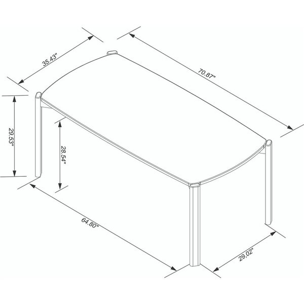 Manhattan Comfort Gales 35.43 W x 70.87-in L Matte White/Brown MDF Mid-Century Dining Table w/ Solid Wood Legs