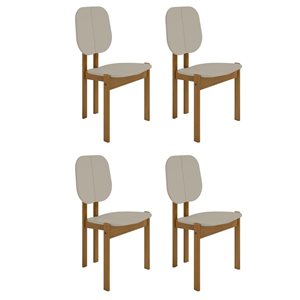 Manhattan Comfort Gales Greige Mid-Century Modern Dining Chair w/ Solid Wood Legs - Set of 4