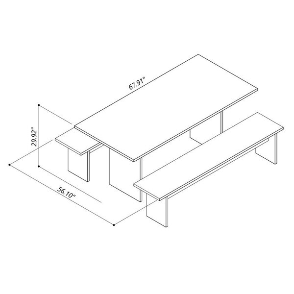 Manhattan Comfort Nomad 67.91-in L Midnight Blue 3-Piece Modern Dining Set