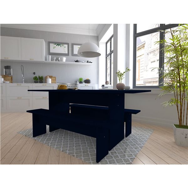 Manhattan Comfort Nomad 67.91-in L Midnight Blue 3-Piece Modern Dining Set