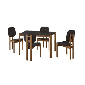 Manhattan Comfort Gales 35.43 W x 47.24-in L Matte Black/Brown 5-Piece Transitional Dining Set