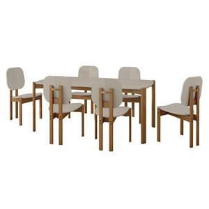Manhattan Comfort Gales 35.43 W x 70.87-in L Greige/Brown 7-Piece Transitional Dining Set