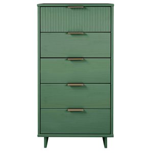 Manhattan Comfort Granville 23.63 W x 17.71 D 48.97-in H Sage Green Modern Narrow Dresser w/ 5 Full Extension Drawers