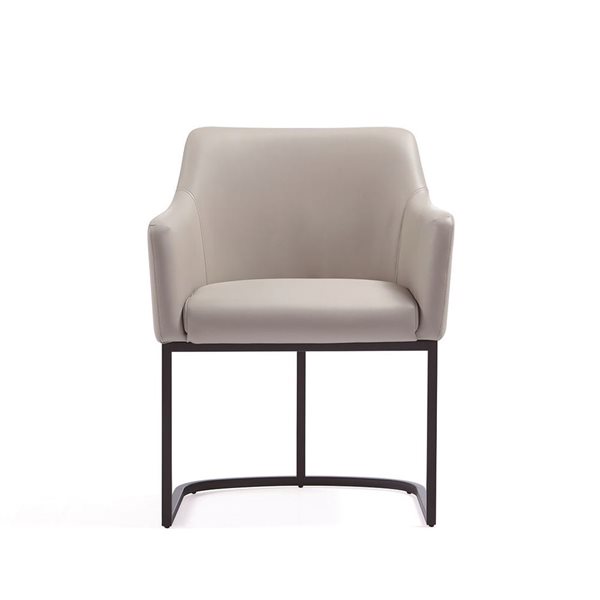 Fauteuil de salle à manger Serena Manhattan Comfort moderne rembourré en similicuir gris pâle